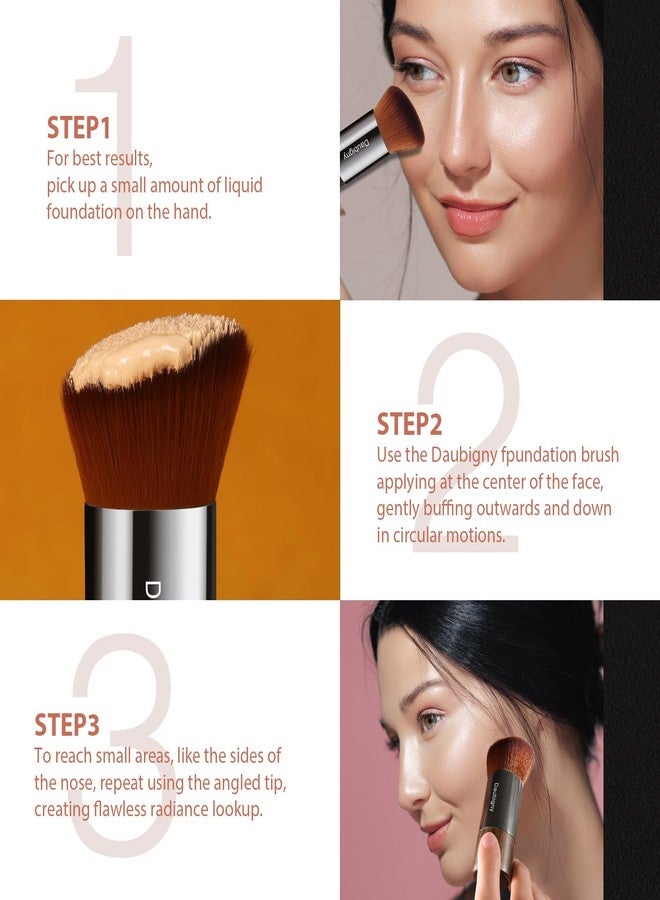 Daubigny Foundation Brush for Liquid Makeup, Self Tanner Brush Flat Top Kabuki Professional Makeup Brushes Blending Mineral Powder Buffing Stippling Makeup Tools - Image 4