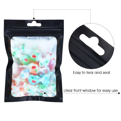 Boao 100 Pieces Resealable Foil Food Storage Bags with Clear Window Coffee Beans Candy Packaging Pouch for Food Small Business Supplies for Jewelry Self Sealed Storage Bags(5.1 x 8.3 Inch,Black) - Image 3