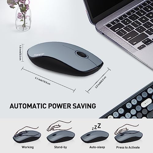 FOPETT Wireless Keyboard and Mouse Combo, 105 Keys Full-Sized 2.4 GHz Round Keycap Colorful Keyboards, USB Receiver Plug and Play, for Windows, Mac, PC, Laptop, Desktop (Grey Colorful) - Image 4
