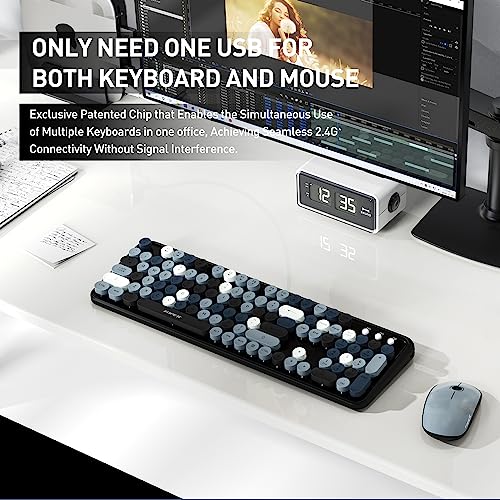 FOPETT Wireless Keyboard and Mouse Combo, 105 Keys Full-Sized 2.4 GHz Round Keycap Colorful Keyboards, USB Receiver Plug and Play, for Windows, Mac, PC, Laptop, Desktop (Grey Colorful) - Image 5