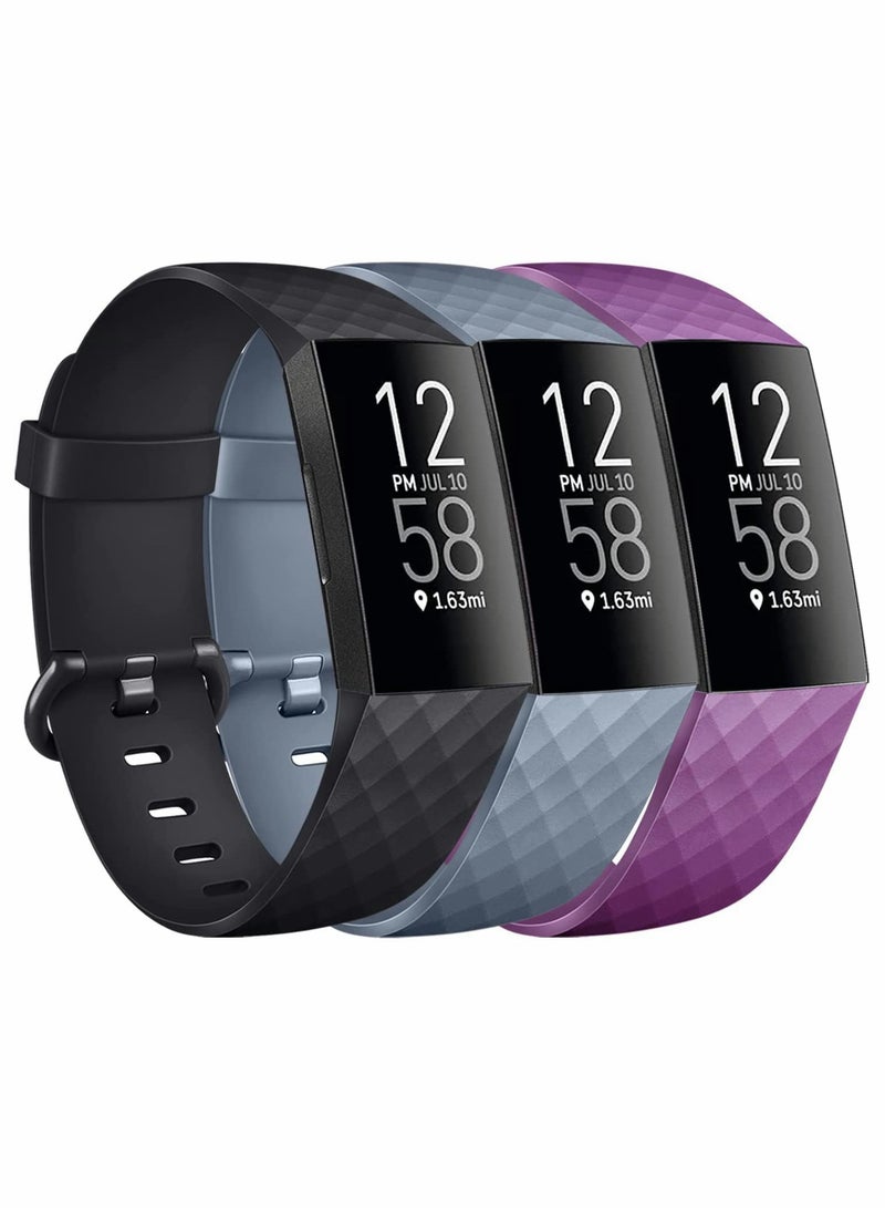 Excefore Replacement Bands Compatible with Fitbit Charge 4/3, 3 Pcs Silicone Fitness Sport Wristbands - Image 1
