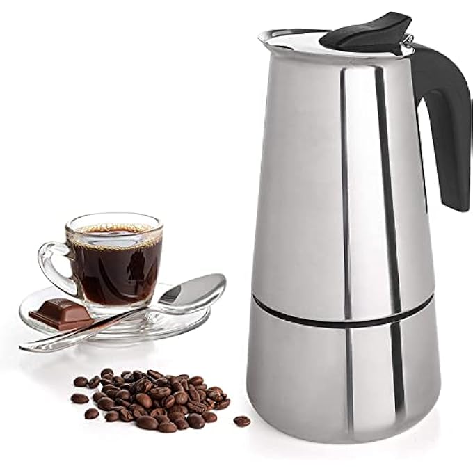 PREMVATI 6 Cup Coffee Maker Stovetop Espresso Coffee Maker Moka Coffee Pot With Coffee Percolator Design Stainless Steel Stovetop Espresso Maker Italian Coffee Maker 300Ml10Oz Silver - Image 2
