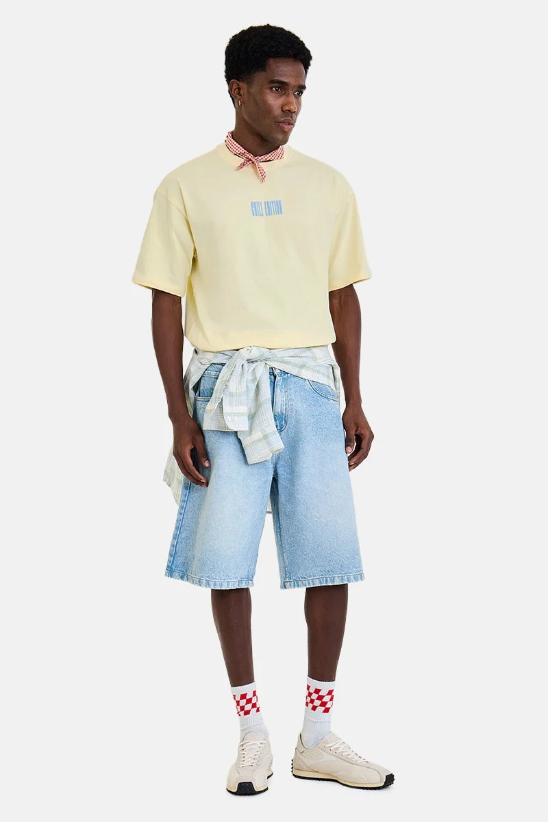 سنيتش Cream Graphic Half Sleeve Boxy T-Shirt