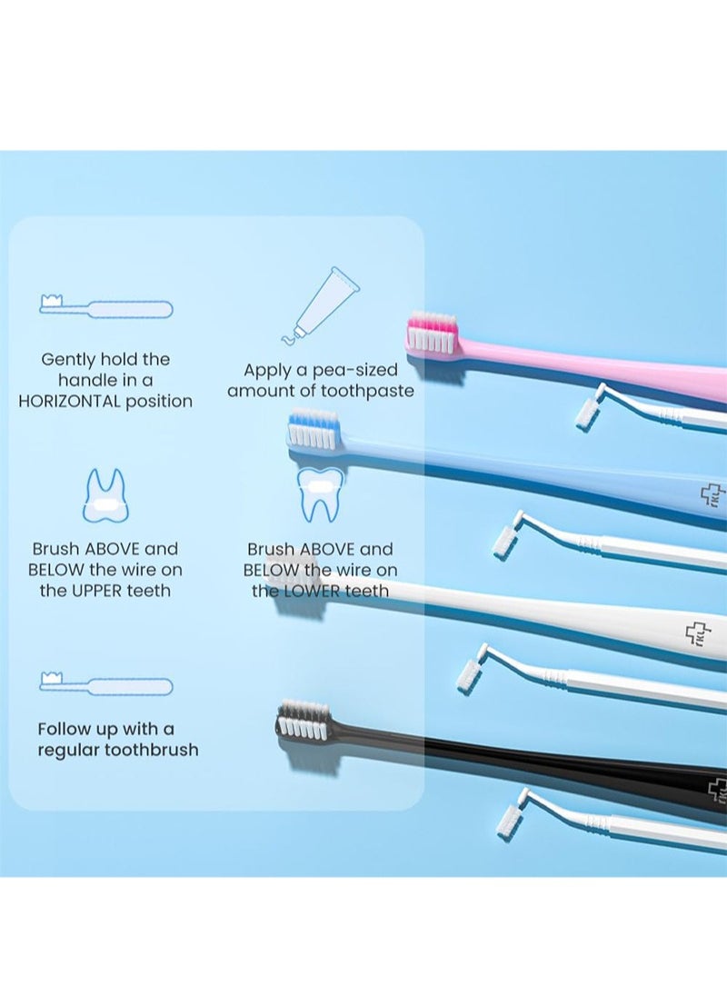V-Shaped Orthodontic Toothbrush Soft Bristle (2 PCS) with one Inter-Dental Brush