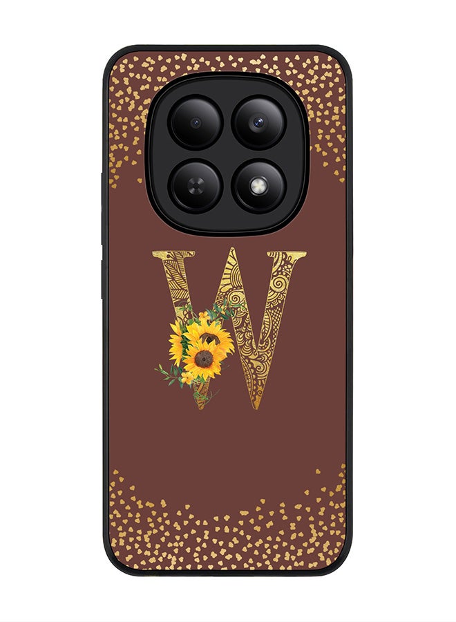 For Xiaomi Redmi Note 15 4G Case,Slim fit Camera Protection, Shockproof Thin Phone cover  - Custom Floral Monogram - W  (Brown )