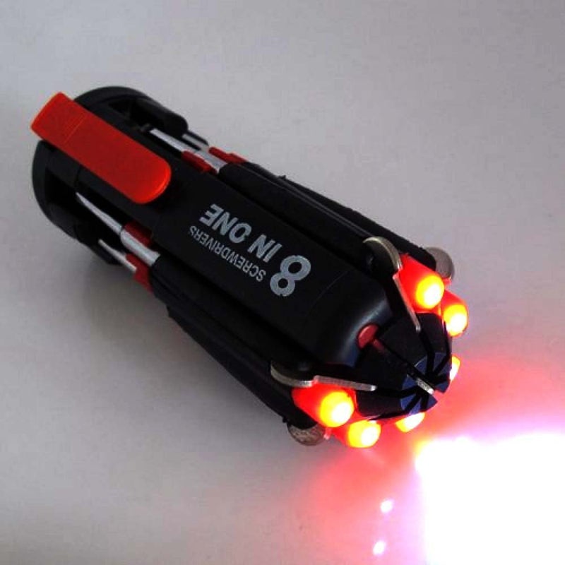 Crispy MultiScrewdriver 8 in 1 MultiFunction Screwdriver Kit Tool Kit Set 6 LED Light Torch - Image 1