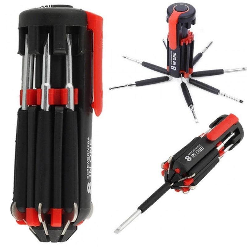 Crispy MultiScrewdriver 8 in 1 MultiFunction Screwdriver Kit Tool Kit Set 6 LED Light Torch - Image 2
