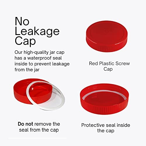 Vency Piramal Glass Round Shape Clear Jars and Containers for Kitchen Pantry, Snacks, Masala, Pickles, Dry Fruits, and Coffee Beans Storage with Red Color Plastic Lid (Aahar Jar) (500ml, Set Of 6) - Image 2