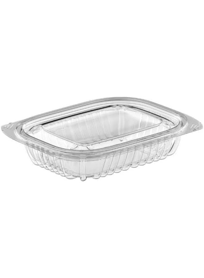 علبة تخزين طعام مستطيلة الشكل من البولي إيثيلين تيريفثالات (PET) مع غطاء، سعة 12 أونصة - [عبوة من 50 قطعة] - علبة تخزين طعام شفافة للاستخدام مرة واحدة - مثالية للوجبات الجاهزة، وتحضير الوجبات، وتخزين الطعام - Image 1