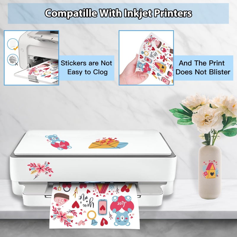 Ruibytree 30 Sheets Printable Clear Vinyl Sticker Paper for Inkjet Printers, Transparent Paper of 8.5x11"DIY Personalized Self-adhesive Paper That Is Tear Resistant, Waterproof Labels, Easy to Cut - Image 5