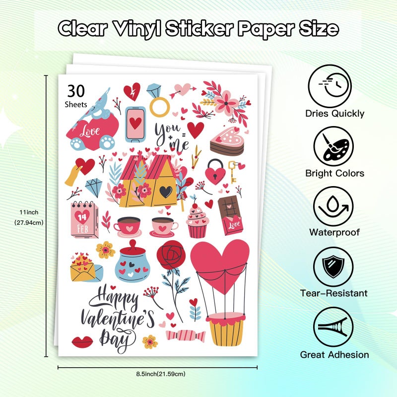 Ruibytree 30 Sheets Printable Clear Vinyl Sticker Paper for Inkjet Printers, Transparent Paper of 8.5x11"DIY Personalized Self-adhesive Paper That Is Tear Resistant, Waterproof Labels, Easy to Cut - Image 4