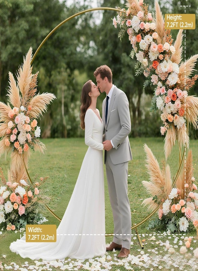 JEBUTU 7.2ft Round Backdrop Stand Circle Gold Balloon Arch Metal Wedding Backdrop Ring Stand Frame for Party Birthday Baby Shower Flower Decorations Ceremony Anniversary Bridal - Image 2