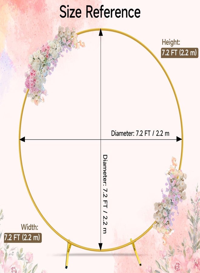 JEBUTU 7.2ft Round Backdrop Stand Circle Gold Balloon Arch Metal Wedding Backdrop Ring Stand Frame for Party Birthday Baby Shower Flower Decorations Ceremony Anniversary Bridal - Image 3
