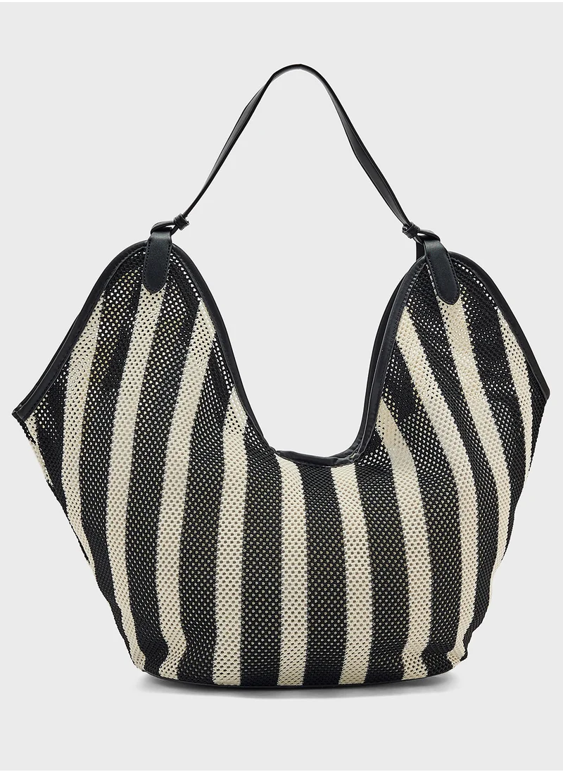 جينجر 2 In 1 Stripe Mesh Shopper Bag