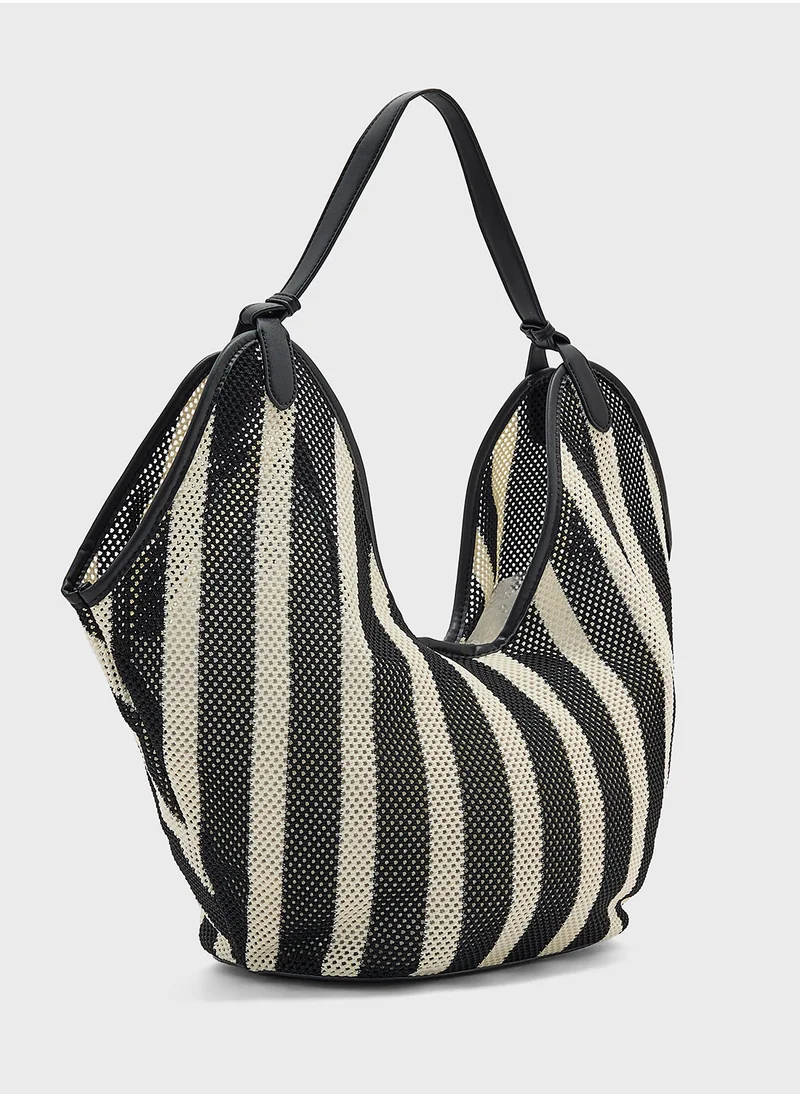 جينجر 2 In 1 Stripe Mesh Shopper Bag