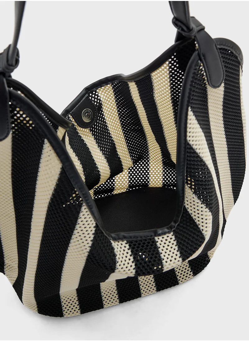 جينجر 2 In 1 Stripe Mesh Shopper Bag