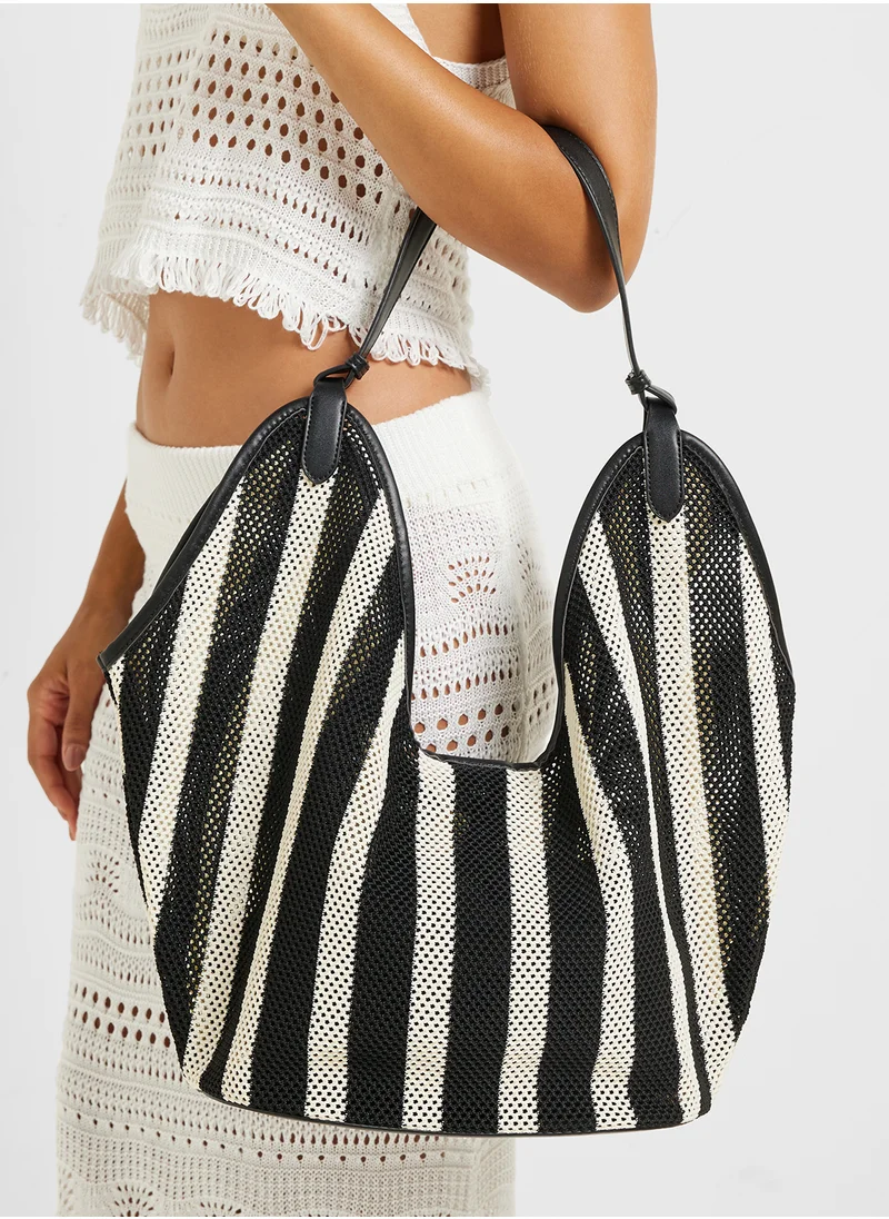 جينجر 2 In 1 Stripe Mesh Shopper Bag