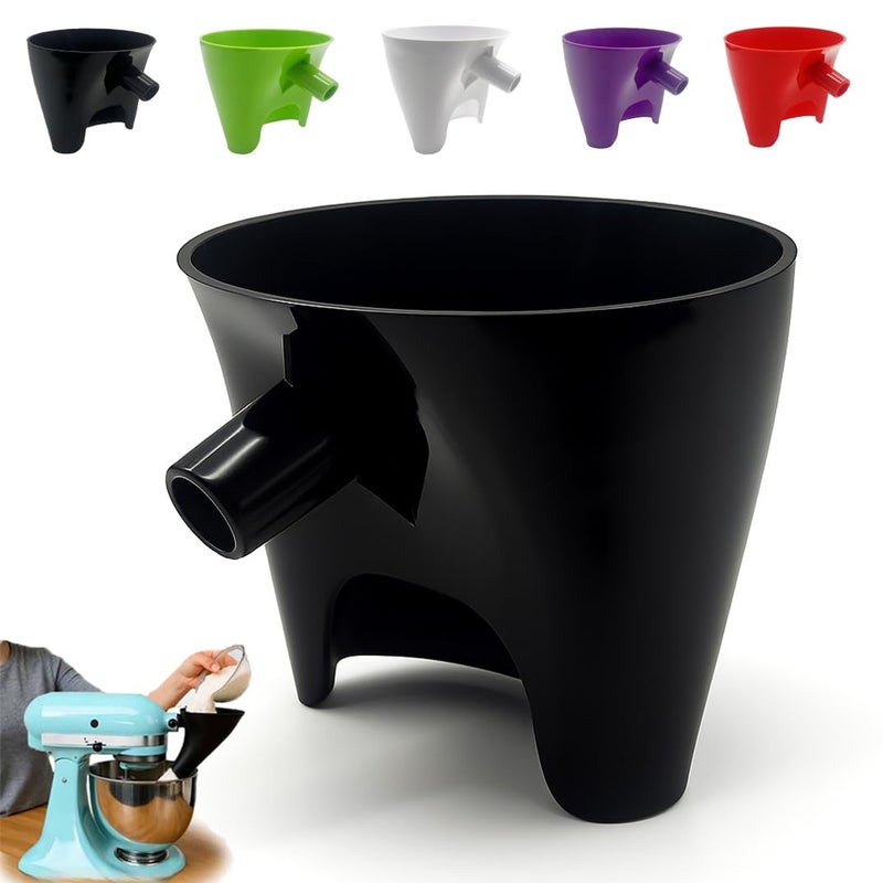 NOBALLS Flour Funnel for Kitchen Aid Mixer, Easy Pour No-Mess Attachment, Anti-Splash Accessory, Fits Tilt-Head 4.5–5 Qt (KSM150), Durable Dishwasher-Safe Baking Tool (Black) - Image 1
