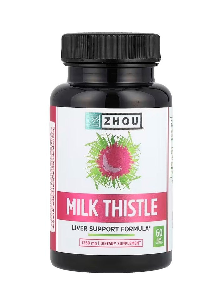 Zhou Nutrition Milk Thistle 1350 mg 60 Veggie Capsules (450 mg per Capsule)  - Image 1