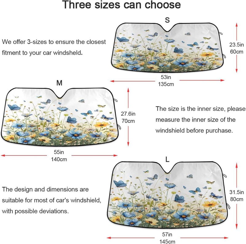 Wildflower Meadow Car Windshield Sun Shade Foldable Sun Visor Automotive Sunshades for Car Truck SUV Blocks UV Rays Keep Your Vehicle Cool - Image 5