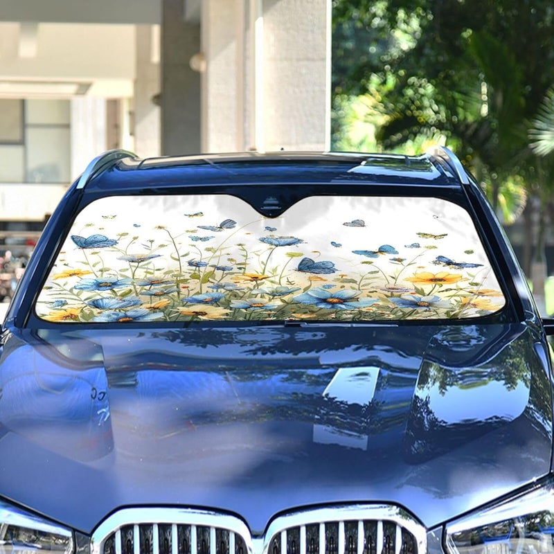 Wildflower Meadow Car Windshield Sun Shade Foldable Sun Visor Automotive Sunshades for Car Truck SUV Blocks UV Rays Keep Your Vehicle Cool - Image 4