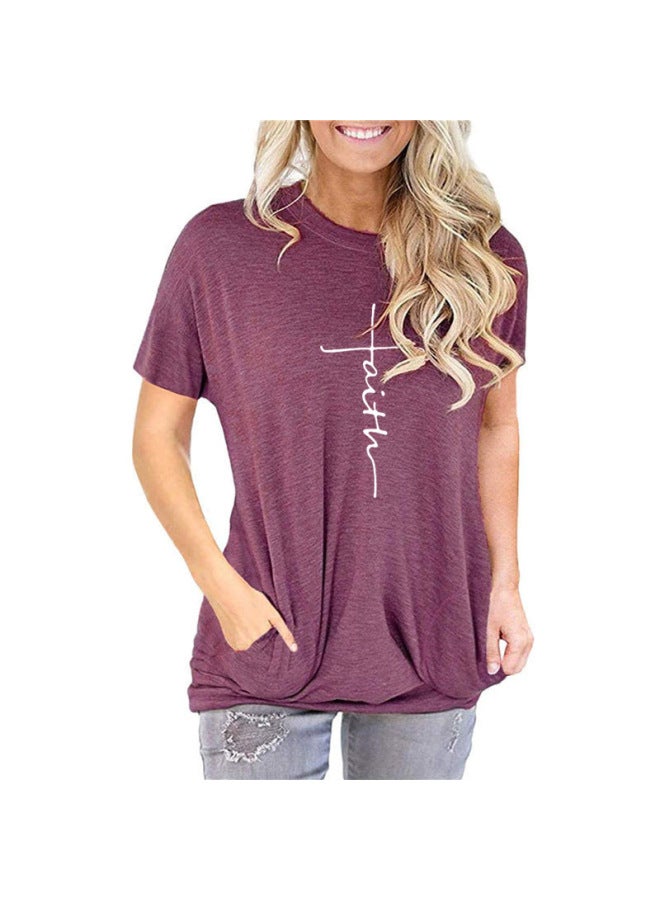 Ladies Pocket Jacket Letter Printing Loose Round Neck Bat Short Sleeve T Outlet