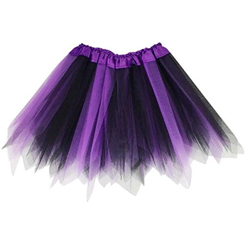 Jastore® Girls Layered Stars Sequins Tutu Skirt Princess Ballet Dance Dress (Purple Black) - Image 1