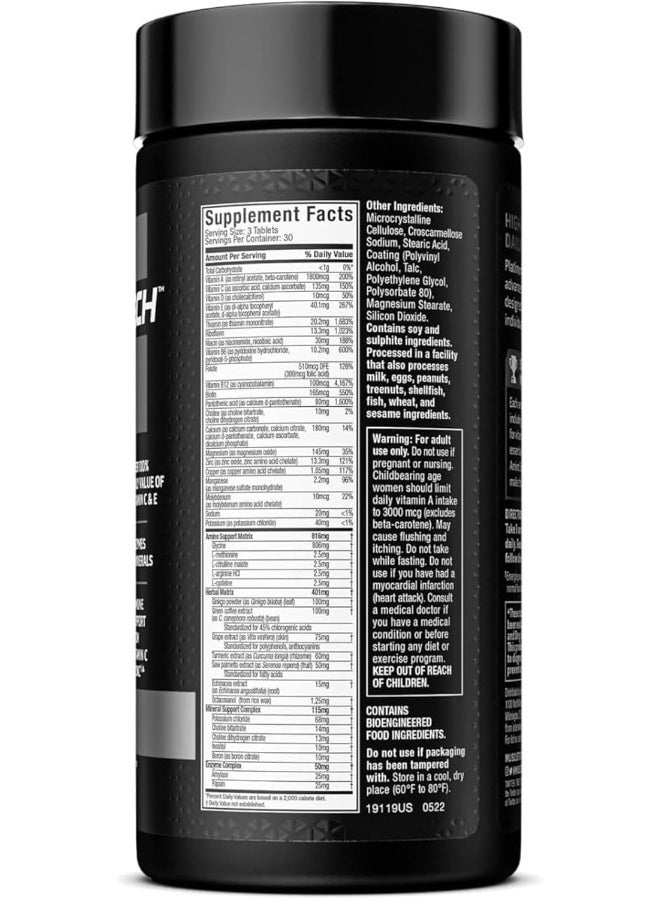 MuscleTech Platinum Multi Vitamin for Men Women Daily MultiVitamin Immune Support 90 Tablets - Image 3
