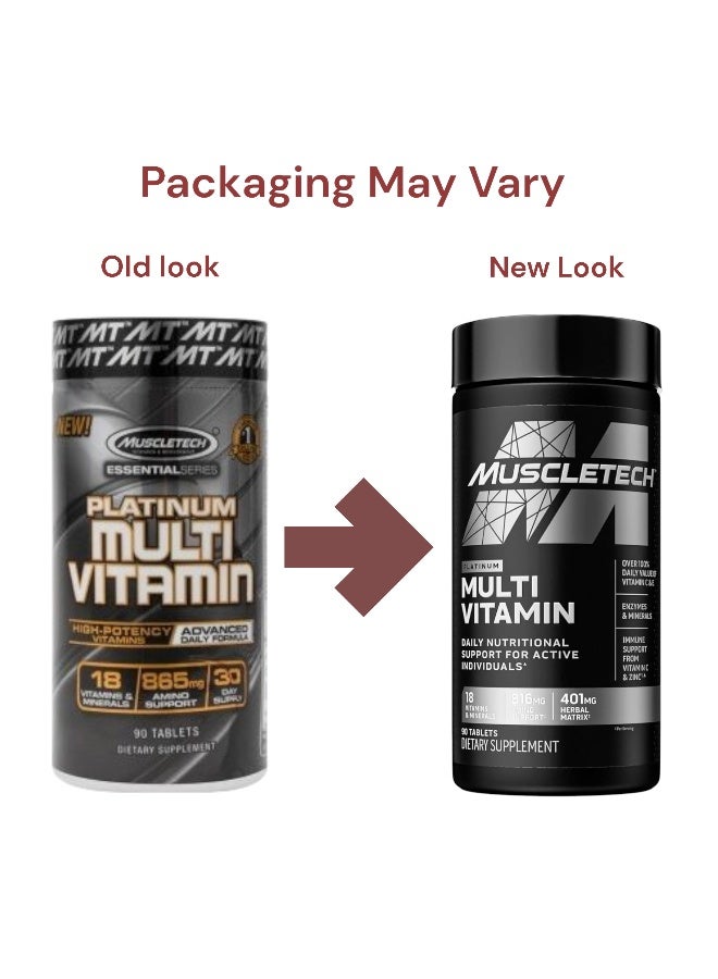 MuscleTech Platinum Multi Vitamin for Men Women Daily MultiVitamin Immune Support 90 Tablets - Image 4