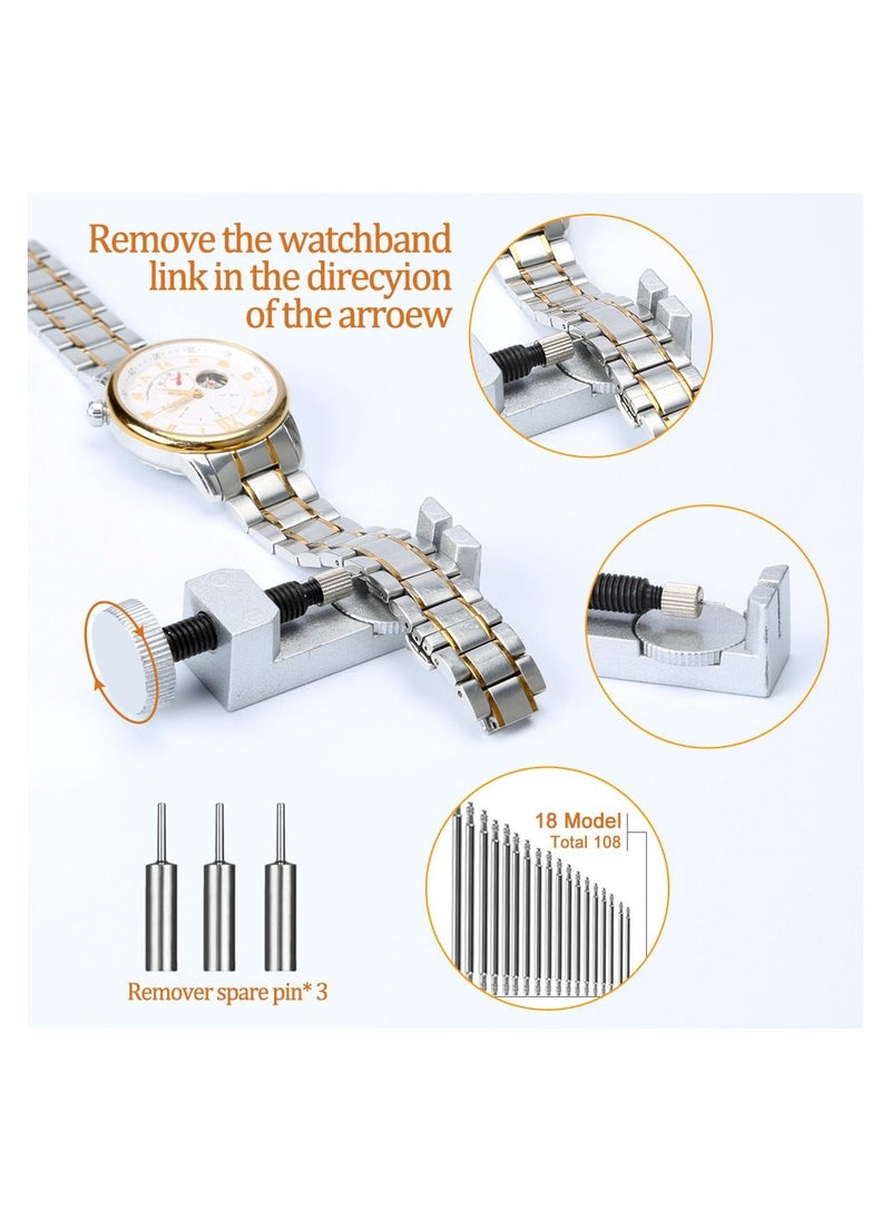 Generic - Watch Repair Kit, Watch Link Removal Tool, Watch Band Adjustment, Including Watch Back Case Opener, Spring Bar, Operation Manual, Suitable for Battery Replacement and Strap disassemble - Image 1