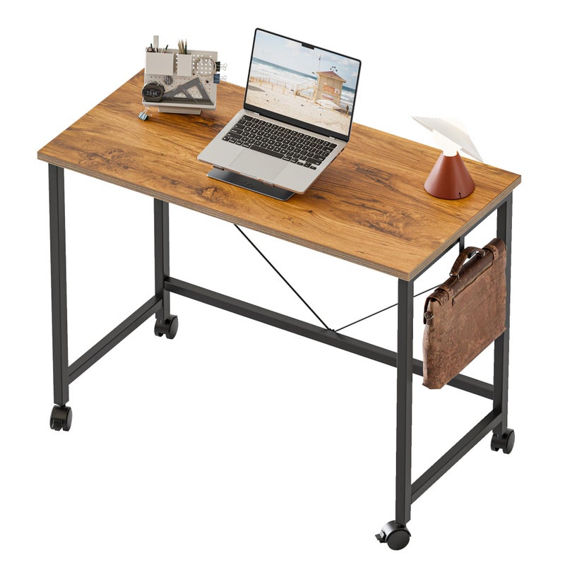 Mericonia Rolling Computer Desk with Wheels, Gaming Desk for Small Spaces, Modern Simple Style Table for Home Office, Study Writing Table - Image 1