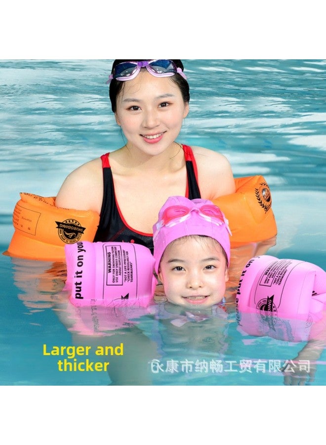 Generic Children's Swimming Ring Adult Water Sleeve Airbag Arm Ring Adult Baby Float Sleeve Swimming Equipment Artifact For Men And Women-Color:Increased Thickened-Orange - Image 5
