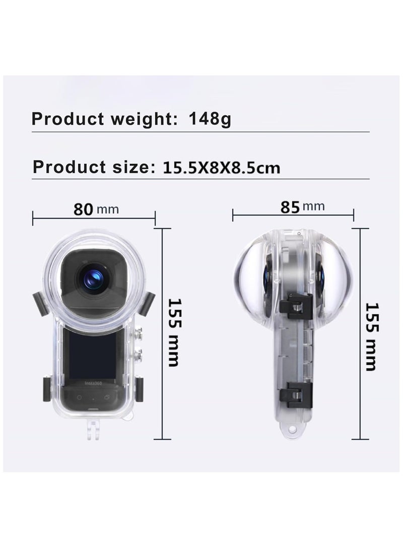 SYOSI Waterproof Case/Diving Protective Case Compatible with Insta 360 X4 Sports Camera, 50 Meters 360 Degree Full Invisible Blindless Protection Case - Image 3