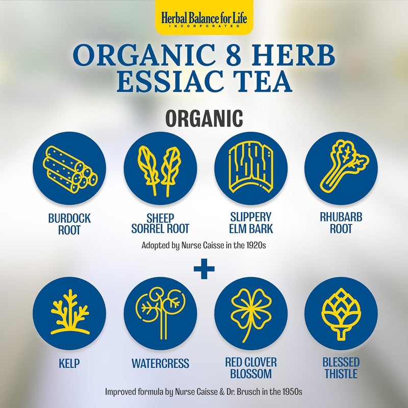Herbal Balance for Life Organic Essiac Tea 8 Herb Blend - 16 Packs, 128 Servings, Premium Dietary Supplement for Immune System Support - Image 2