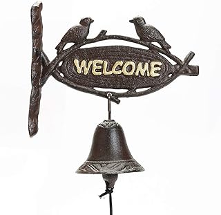 Sungmor Sungmor Heavy Duty Cast Iron Wall Hanging Bell Welcome Sign - Decorative Retro Style Lovely Birds Manually Shaking  - Image 1
