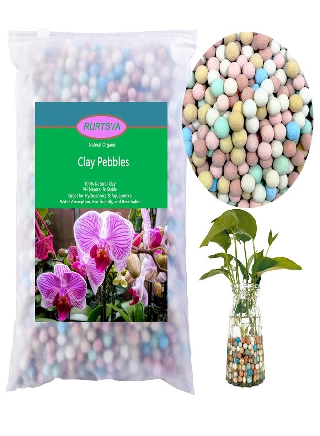 Rurtsva Natural Organic Colorful Leca Balls for Plants, 8mm-10mm Ceramsite Clay Pebbles Indoor Potting Garden Soil for Orchid, Succulents, Hydroponics, Decoration, Drainage (2LBS, Colorful, 1) - Image 1
