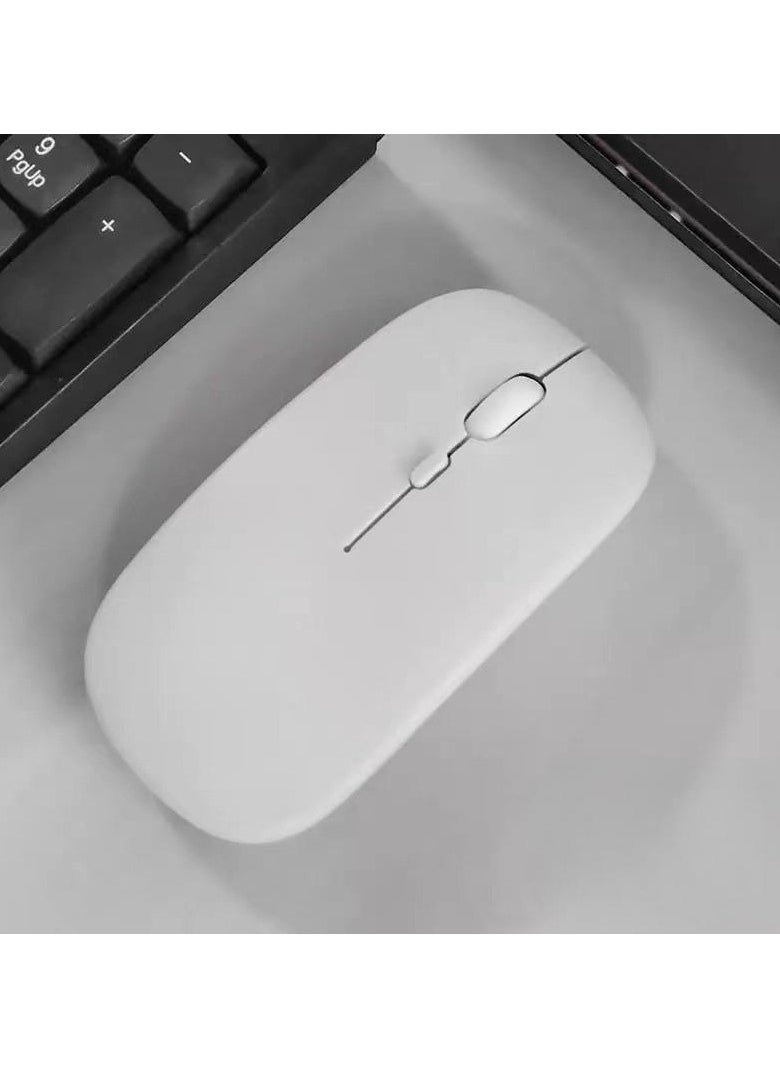 Wireless Bluetooth Mouse，Rechargeable Silent Bluetooth Mouse，Computer Mice with USB Receiver，Wireless Mouse for MacBook pro MacBook Air/iMac/Laptop/Notebook/pc，White