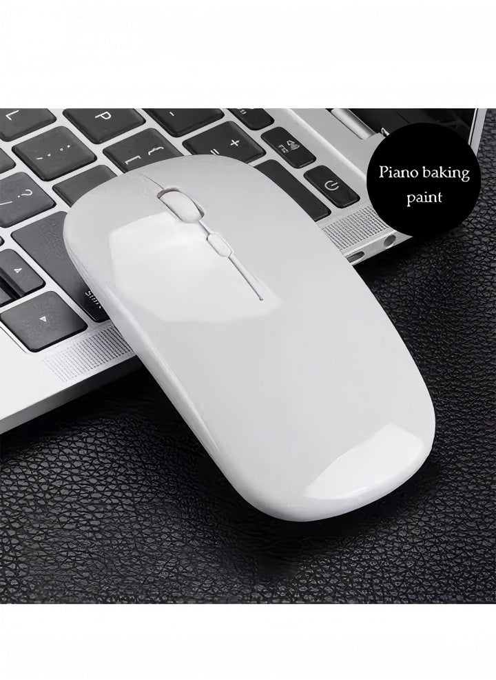 Wireless Bluetooth Mouse，Rechargeable Silent Bluetooth Mouse，Computer Mice with USB Receiver，Wireless Mouse for MacBook pro MacBook Air/iMac/Laptop/Notebook/pc，White