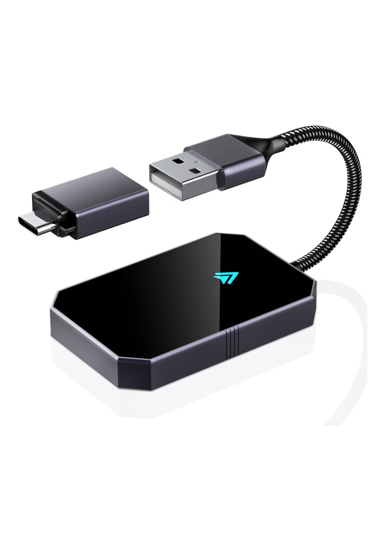 Wireless Android Auto Car Adapter,Wireless Adapter for Factory Wired Android Auto Car, Plug & Play Converts Wired to Wireless,2024 Upgraded Auto Dongle, Low Latency&Online Update Car Adapter(Android)