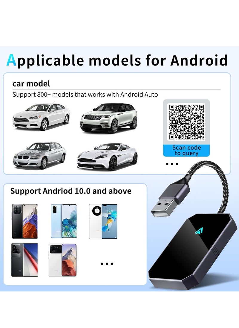 Wireless Android Auto Car Adapter,Wireless Adapter for Factory Wired Android Auto Car, Plug & Play Converts Wired to Wireless,2024 Upgraded Auto Dongle, Low Latency&Online Update Car Adapter(Android)