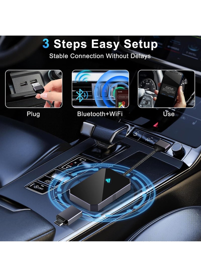 Wireless Android Auto Car Adapter,Wireless Adapter for Factory Wired Android Auto Car, Plug & Play Converts Wired to Wireless,2024 Upgraded Auto Dongle, Low Latency&Online Update Car Adapter(Android)