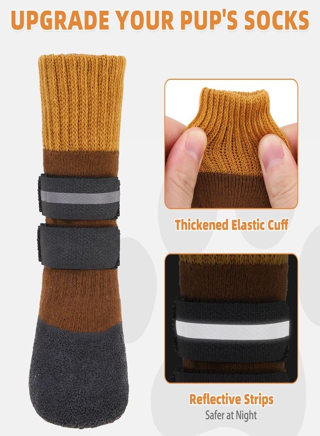 KOOLTAIL Anti Slip Winter Dog Socks to Prevent Licking Paws, Waterproof Snow Rain Long Dog Boots&Paw Protector, Warm Grippy Booties Reflective Double Straps for Hardwood Floor, Small Medium Large Dogs - Image 3