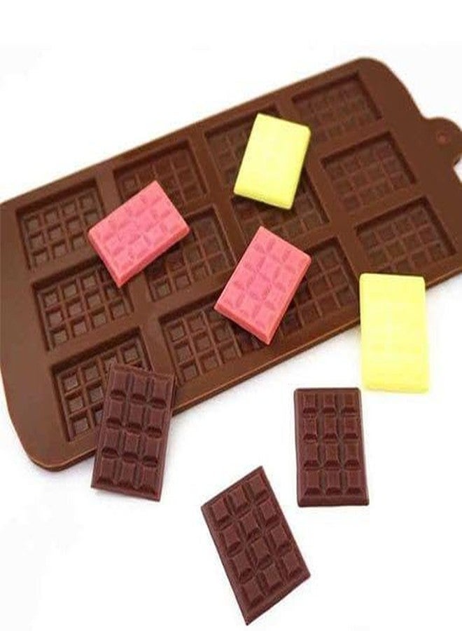 Makekartz.com Mini Dairymilk Shape Silicone 12 Small Size Chocolate Bar Making Mould Fondant (Pack of 1 Multi Color) - Image 1