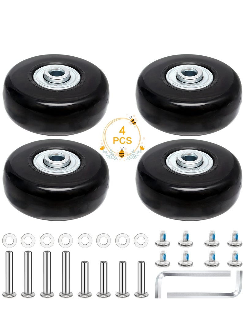 4 PCS 50x18mm Luggage Suitcase Replacement Wheels Rubber Luggage Wheel Repair Kit Heavy Duty Suitcase Wheels Replacement with Screws for Luggage Suitcase (Black) - Image 1