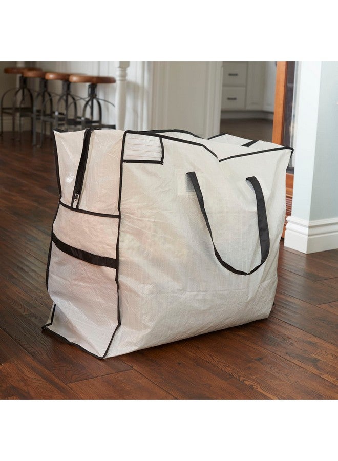 Household Essentials Household Essentials 2622 MightyStor Large Storage Bag with Handles | Clothing and Linen Storage Bag | White Tarp with Black Trim - Image 3