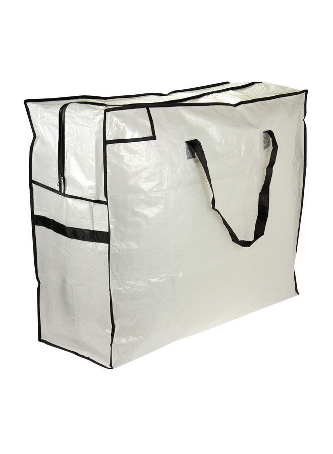 Household Essentials Household Essentials 2622 MightyStor Large Storage Bag with Handles | Clothing and Linen Storage Bag | White Tarp with Black Trim - Image 1