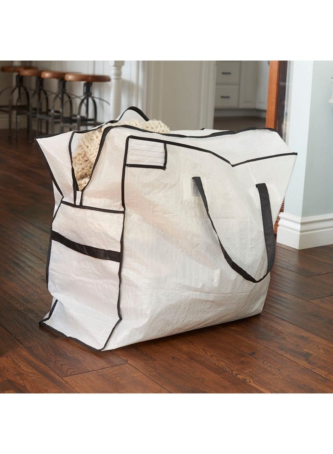 Household Essentials Household Essentials 2622 MightyStor Large Storage Bag with Handles | Clothing and Linen Storage Bag | White Tarp with Black Trim - Image 2