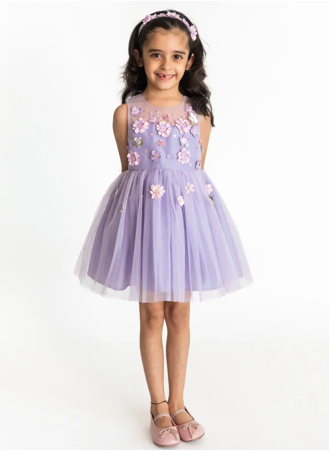Styli Styli Mesh Insert Corsage Sleeveless Dress