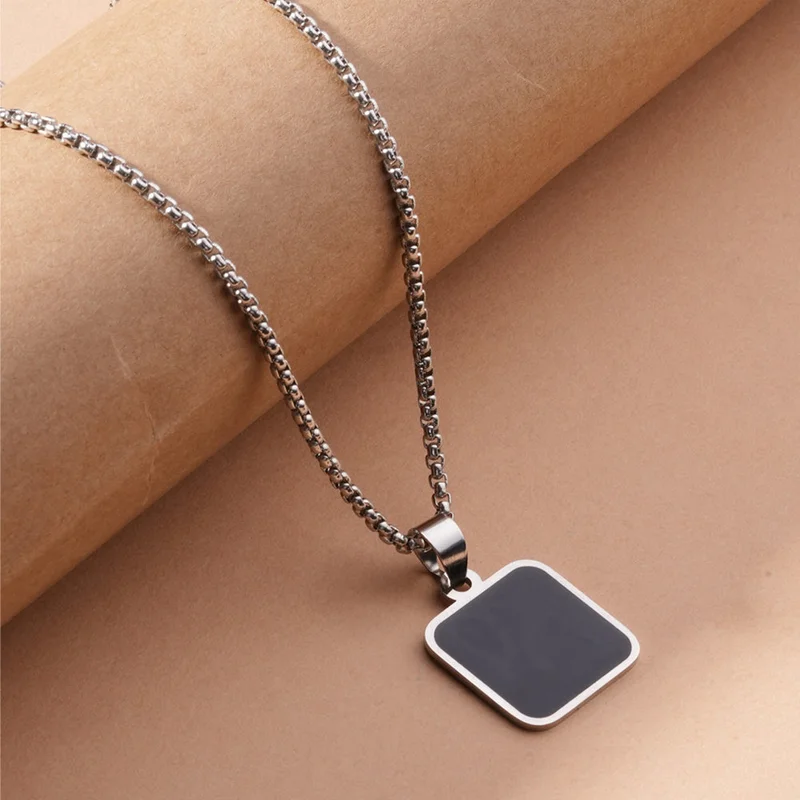Palmonas Aegis Bold Square Pendant Necklace For Men - Waterproof & Anti-Tarnish