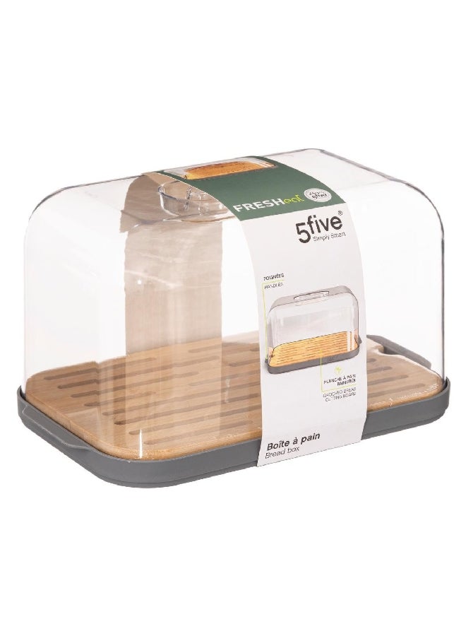 حامل ماكينة تحضير صندوق خبز بلاستيك وخيزران فريش إيت شفاف وبيج 29 سم 179681 - Image 1